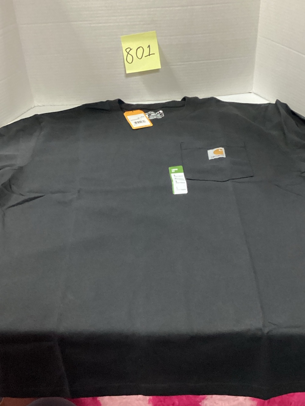 Carhartt Black Short-Sleeve Pocket Tee with Logo Patch